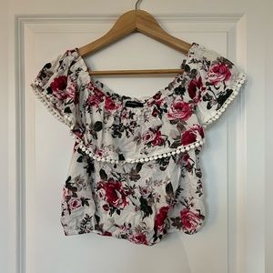 Off the shoulder floral crop top